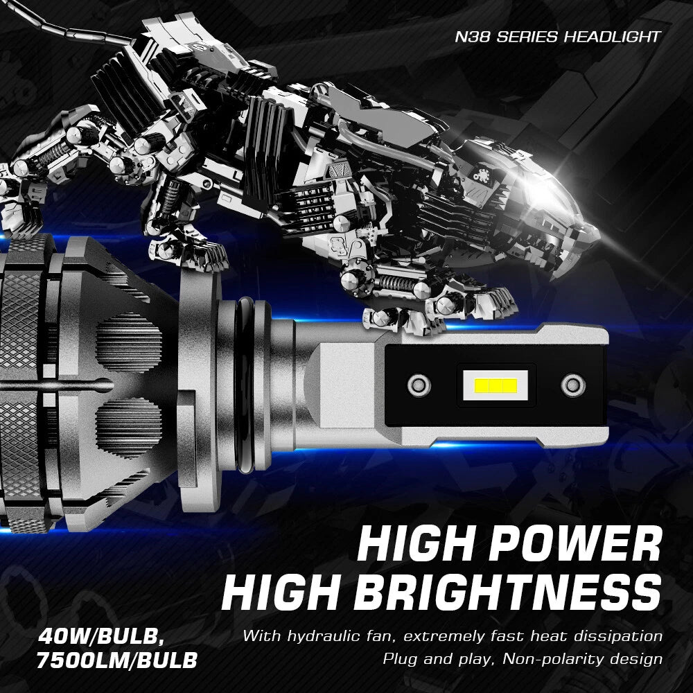 2X 9006 LED Headlight Bulbs Kit 80W 15000LM 6500K for