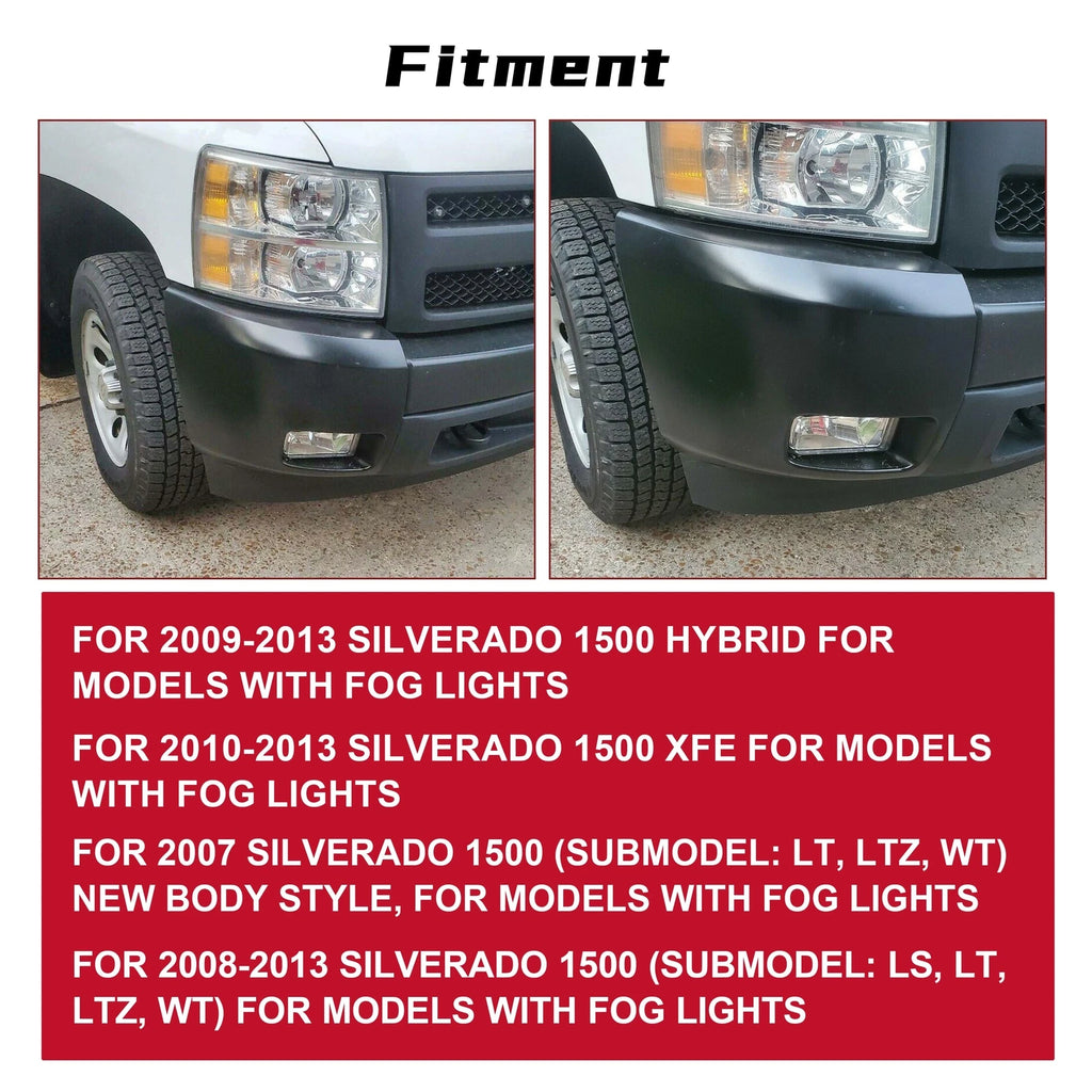 Set of 2 Bumper End Caps for Chevy Silverado 1500 (2007-2013)