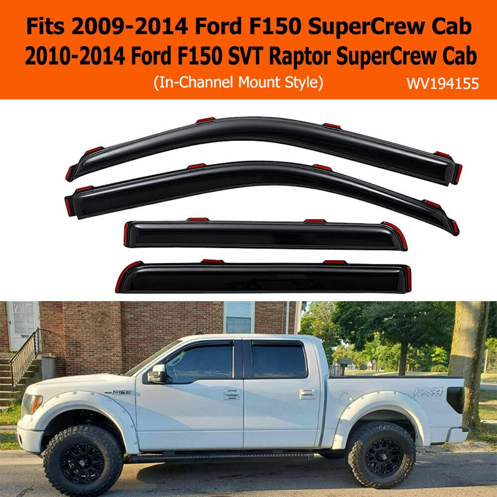 In-Channel Window Vent Visors for Ford F-150 Super Crew (2009–2014)