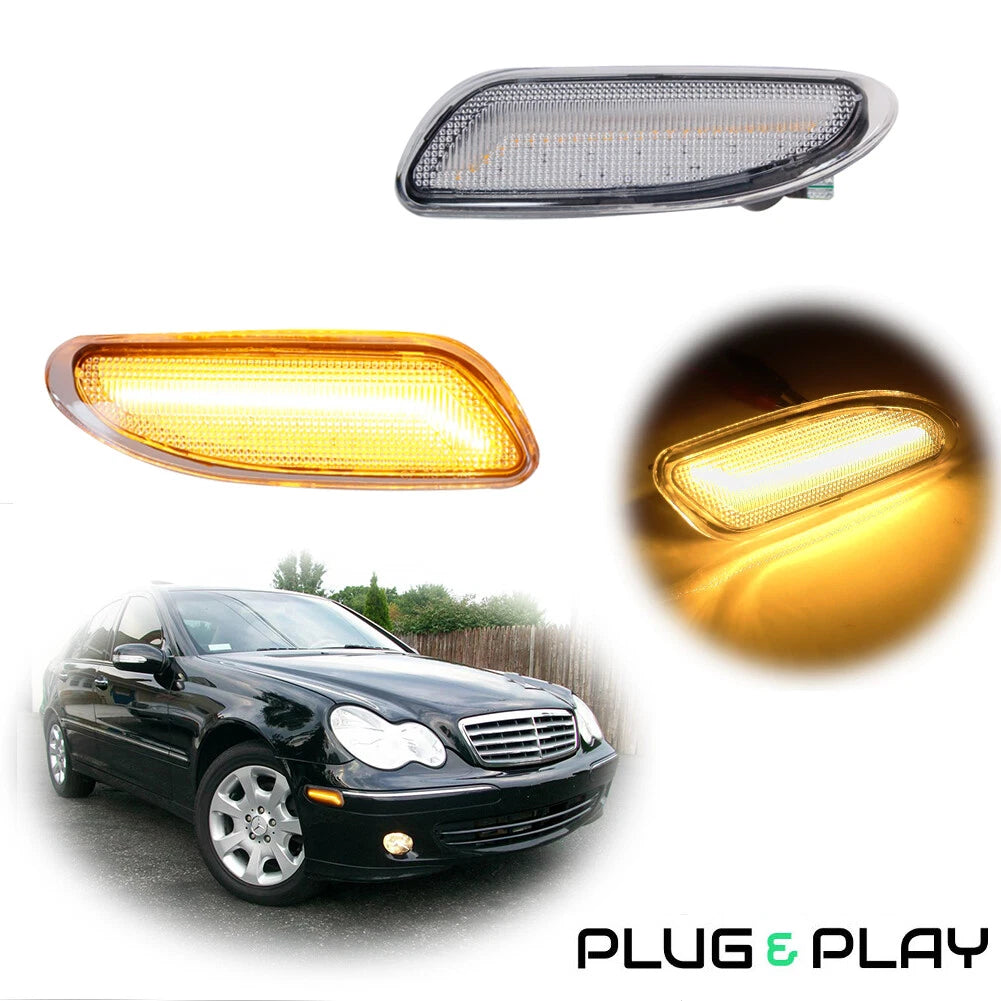 Clear Lens Amber Side Marker Lights for Mercedes W203 C230 C240 C280 C320