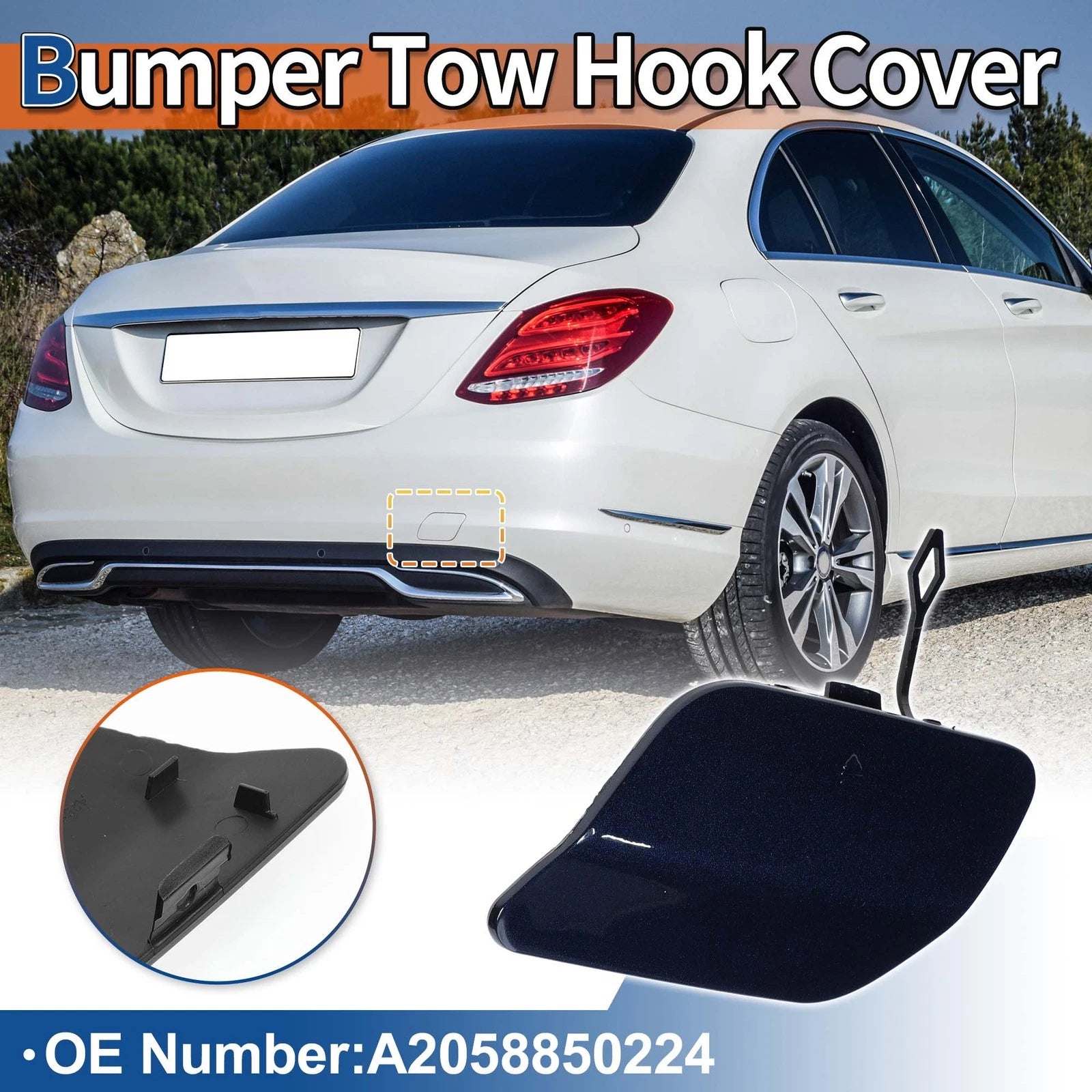 Rear Car Bumper Tow Hook Cover for Mercedes-Benz (A2058850224) Jewelry Blue
