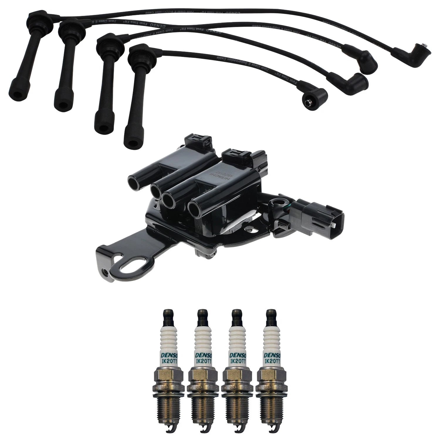 Ignition Coil & 4 Iridium TT Spark Plugs Wire Set for Spectra