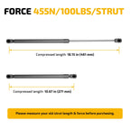 2X Gas Struts Lift Support for Rear Window (18", 100Lbs)