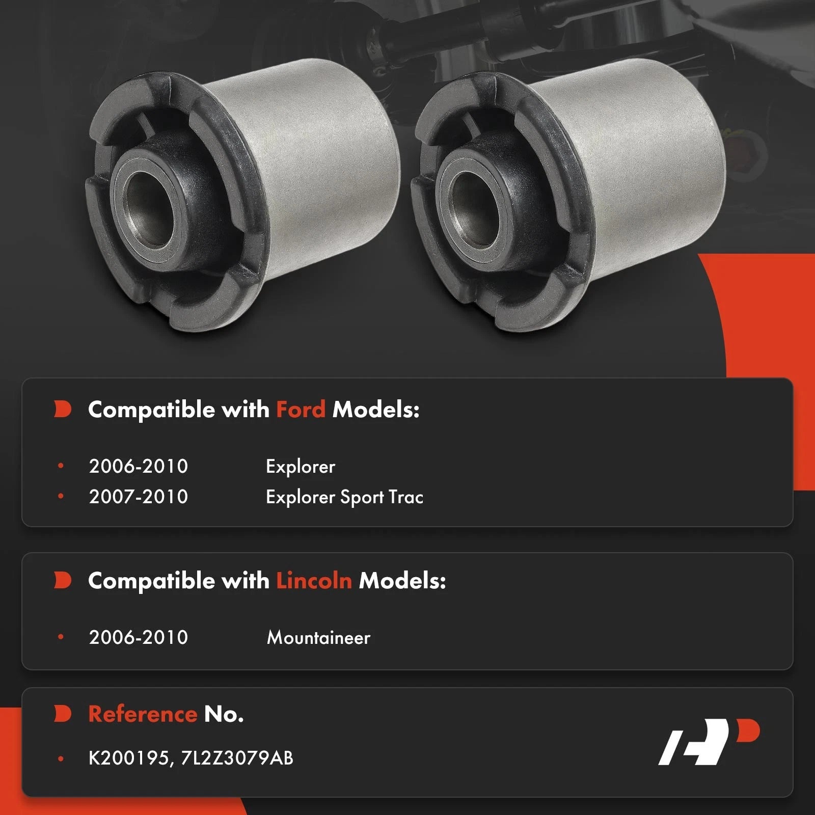 2X Front Lower Rearward Control Arm Bushing for Ford Explorer (2002-2010)