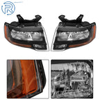 Set of 2 Black Halogen Headlights for Ford Expedition (2015-2017)