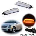 2X Clear Lens Amber LED Front Sidemarker Lights for Cadillac CTS (2003–2007)