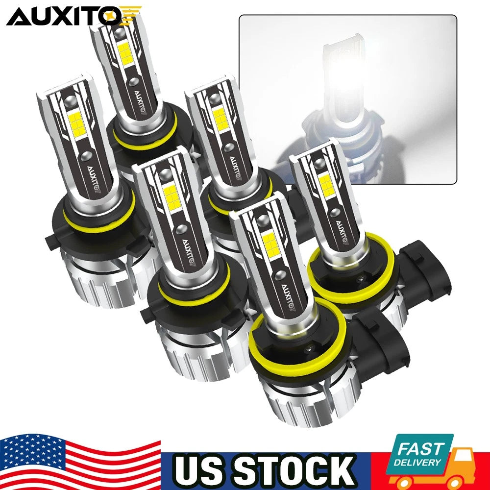 6X LED Headlight Combo for Various Vehicles (9005 + 9006 + H11)