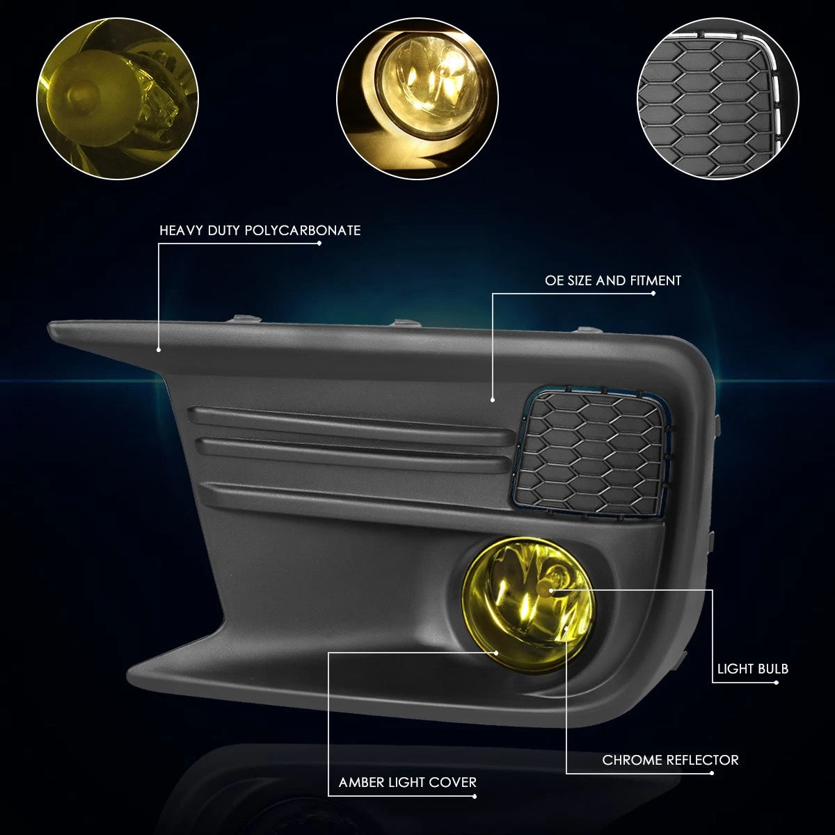 Fog Light Set for Subaru WRX (2018–2019) Amber Lens, Bezel, Wiring, Switch
