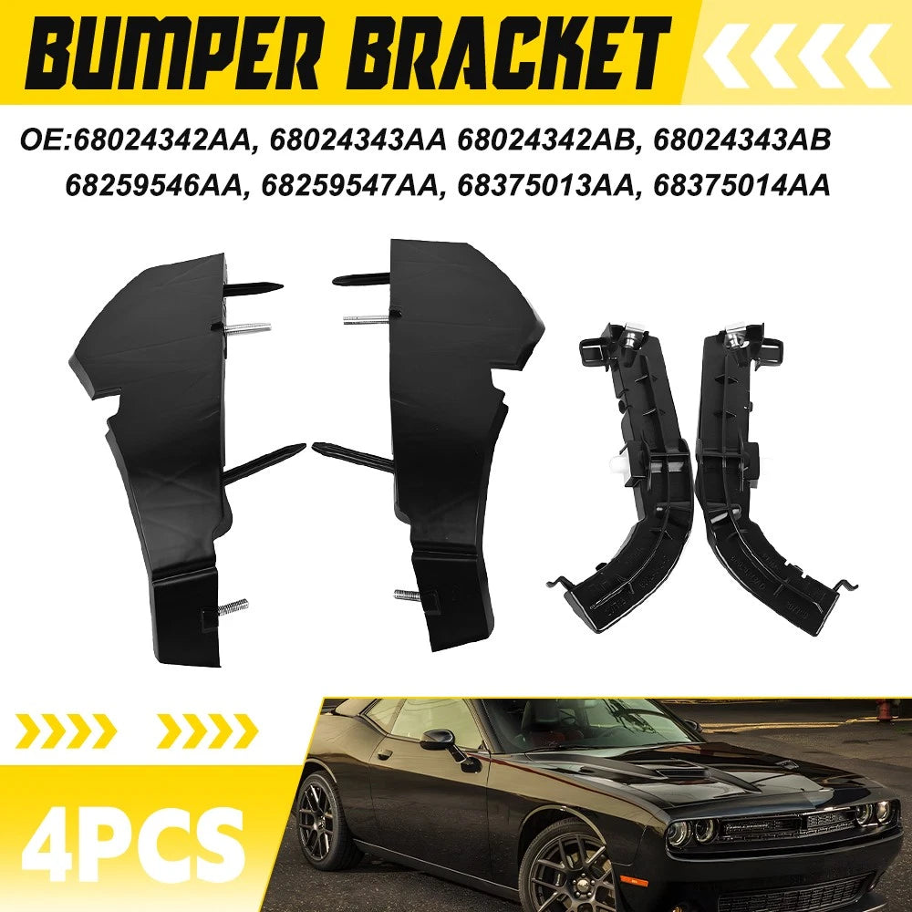 Set of 4 Front Left+Right Fascia Support Bracket Kit for Dodge Challenger (2015–2022)
