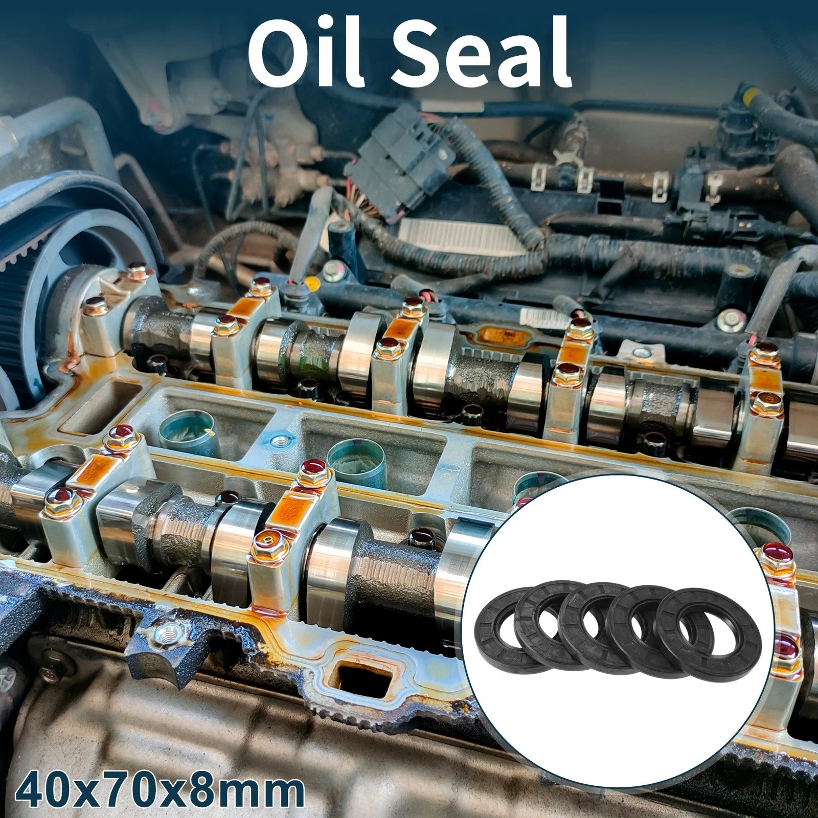 Set of 5 Oil Seal Ring NBR Rubber 40x70x8mm for Various Models 