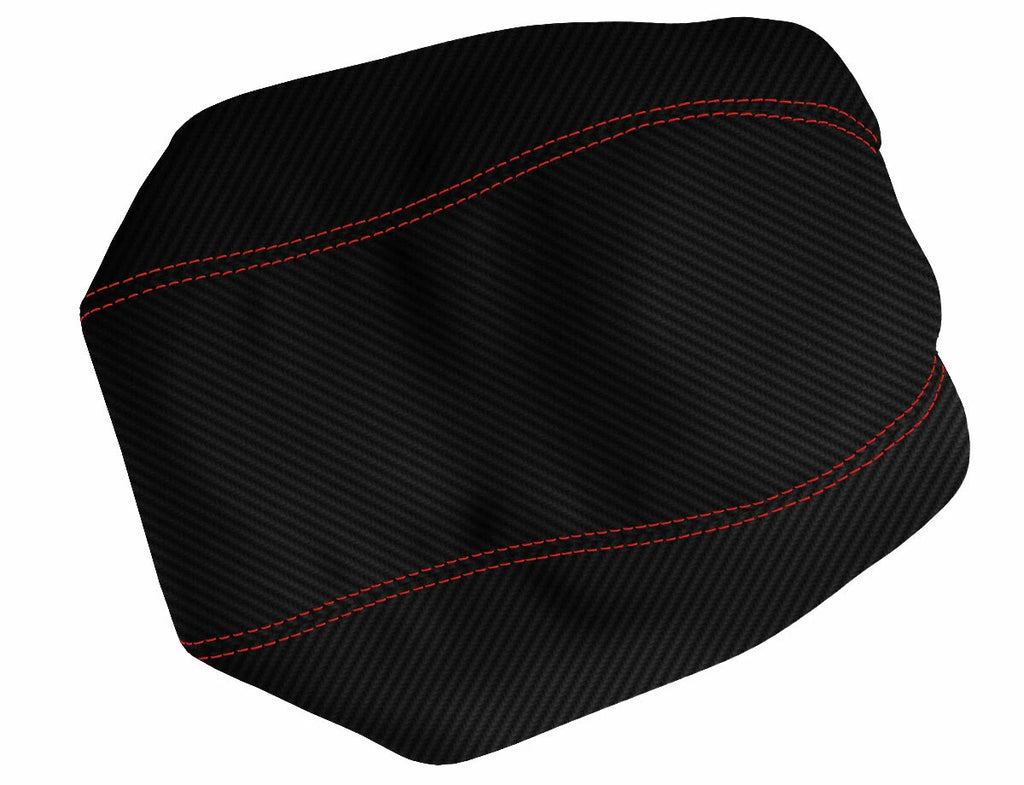Carbon Fiber Console Lid Armrest Cover for Dodge Avenger (2008–2014) Red Stitch
