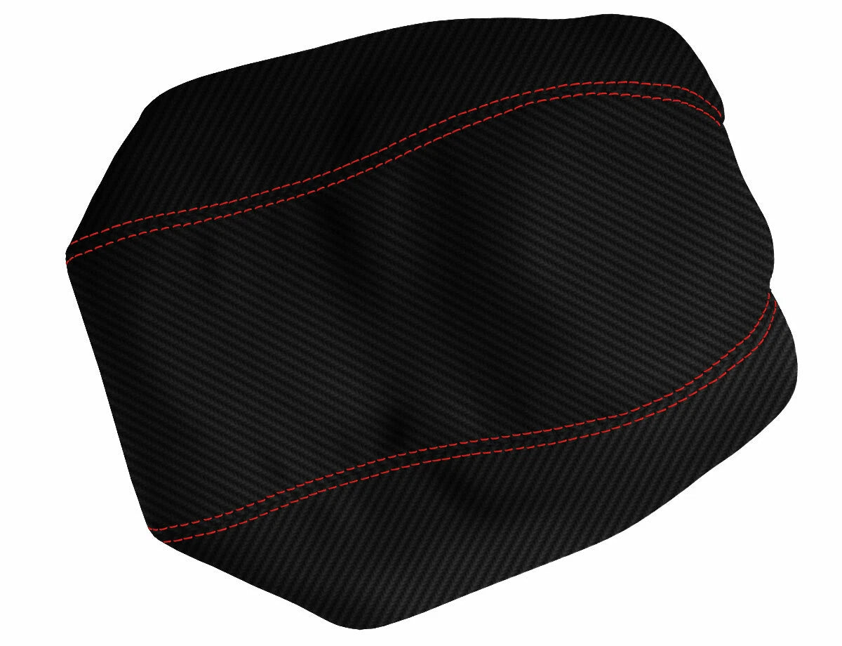 Carbon Fiber Console Lid Armrest Cover for Dodge Avenger (2008–2014) Red Stitch