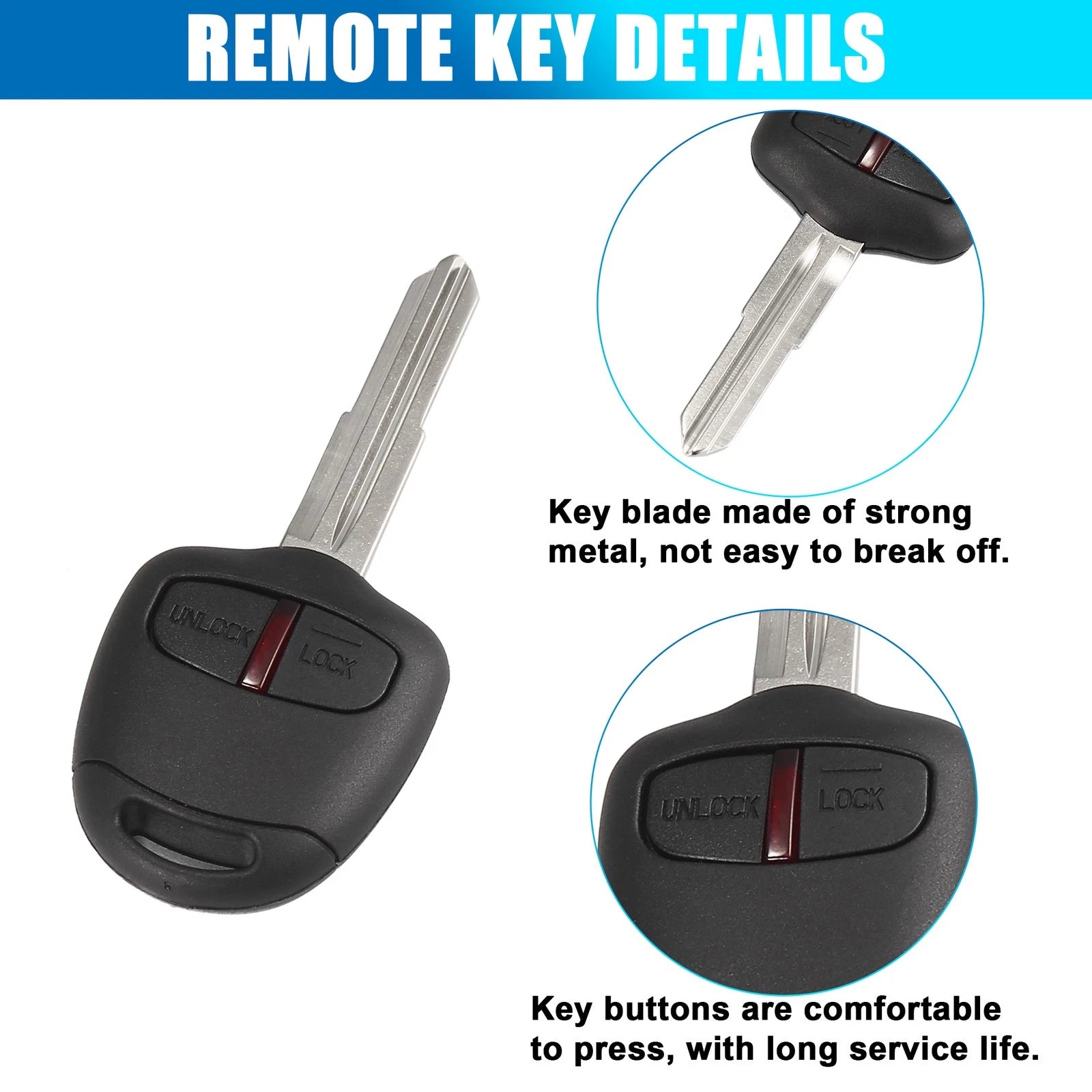 2 Button 433MHz Remote Key Fob for Mitsubishi L200 (Year Range Not Specified)