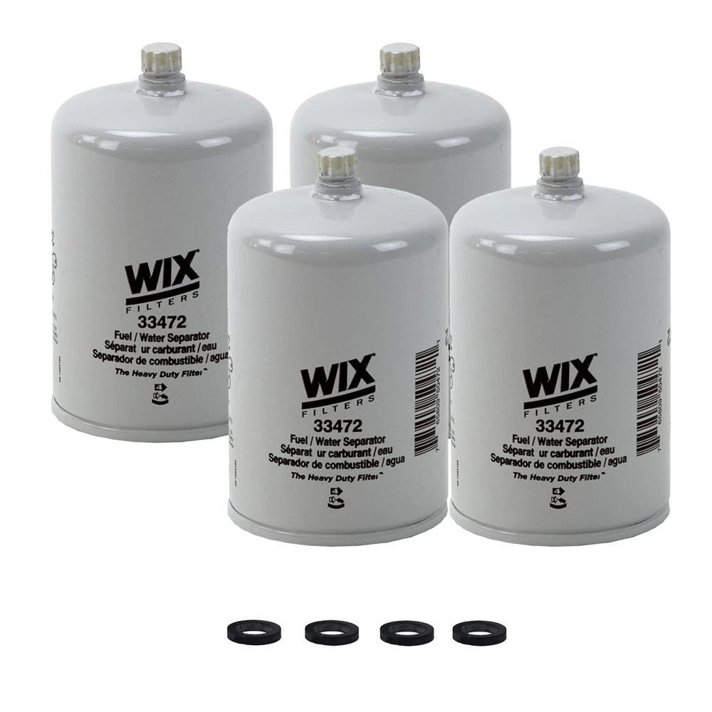 Set of 4 Wix 33472 Fuel Water Separator Filters for Heavy Duty Applications