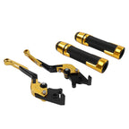 Gold Extendable Brake Clutch Lever Grip Set for BMW R1200GS R1250GS (2013-2023)