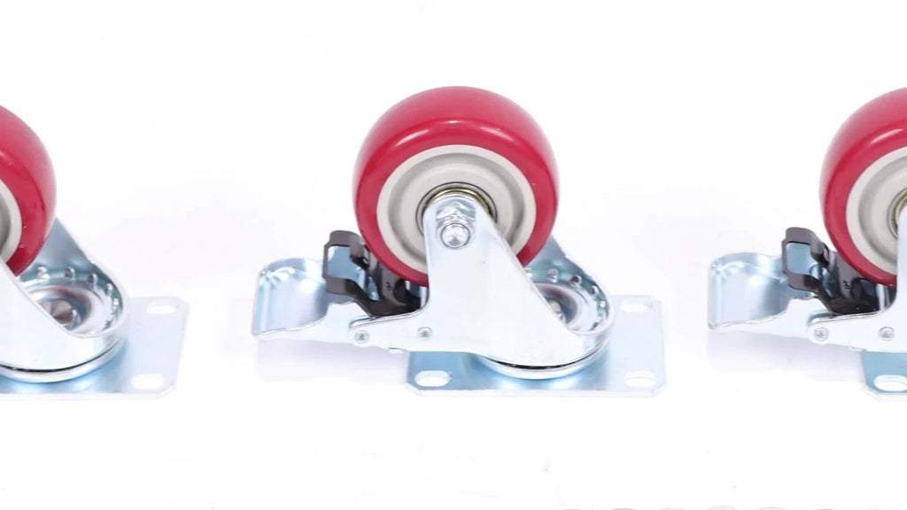 Set of 4 Heavy Duty 3" Swivel Caster Wheels with Brakes