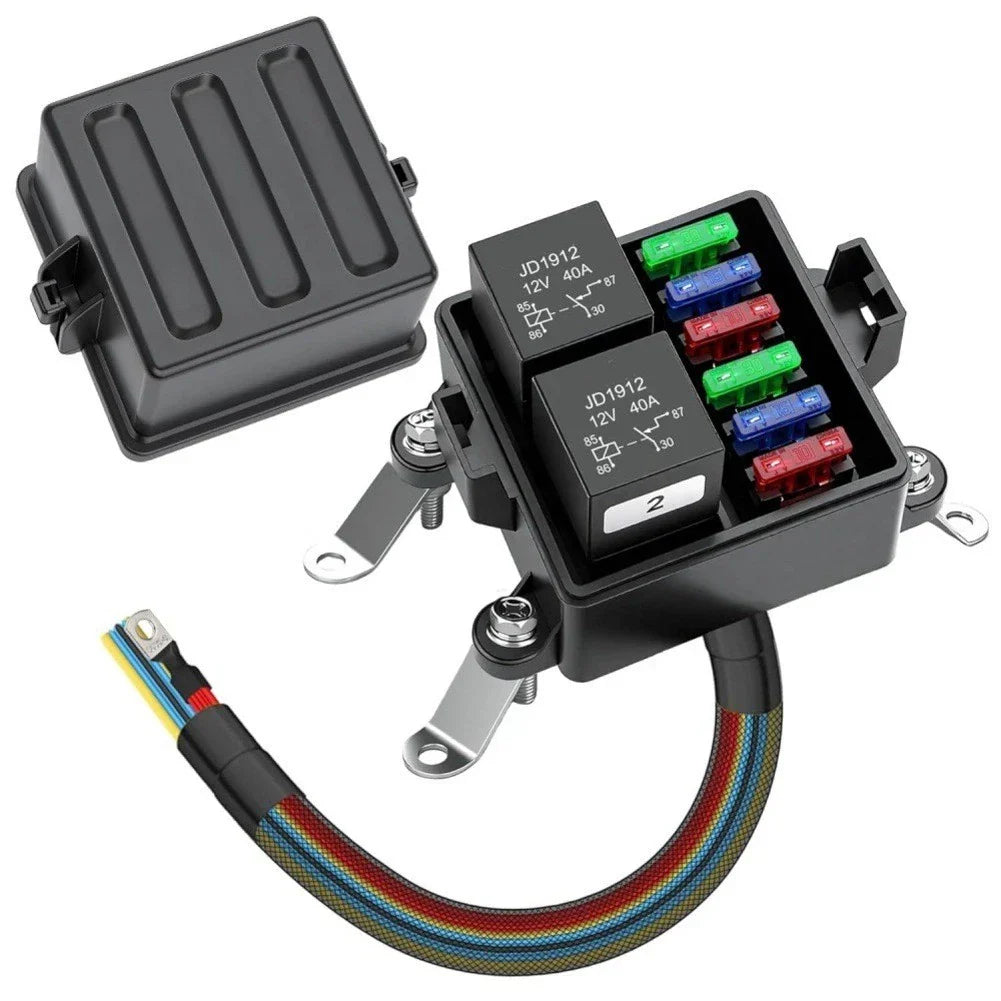 Fuse Box 6-Circuit 2 Relays Electrical for Truck RV Marine