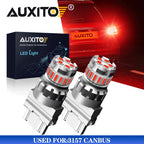 2X AUXITO 3157 Red LED Blinking Brake Tail Light Bulbs for CNABUS (N/A)