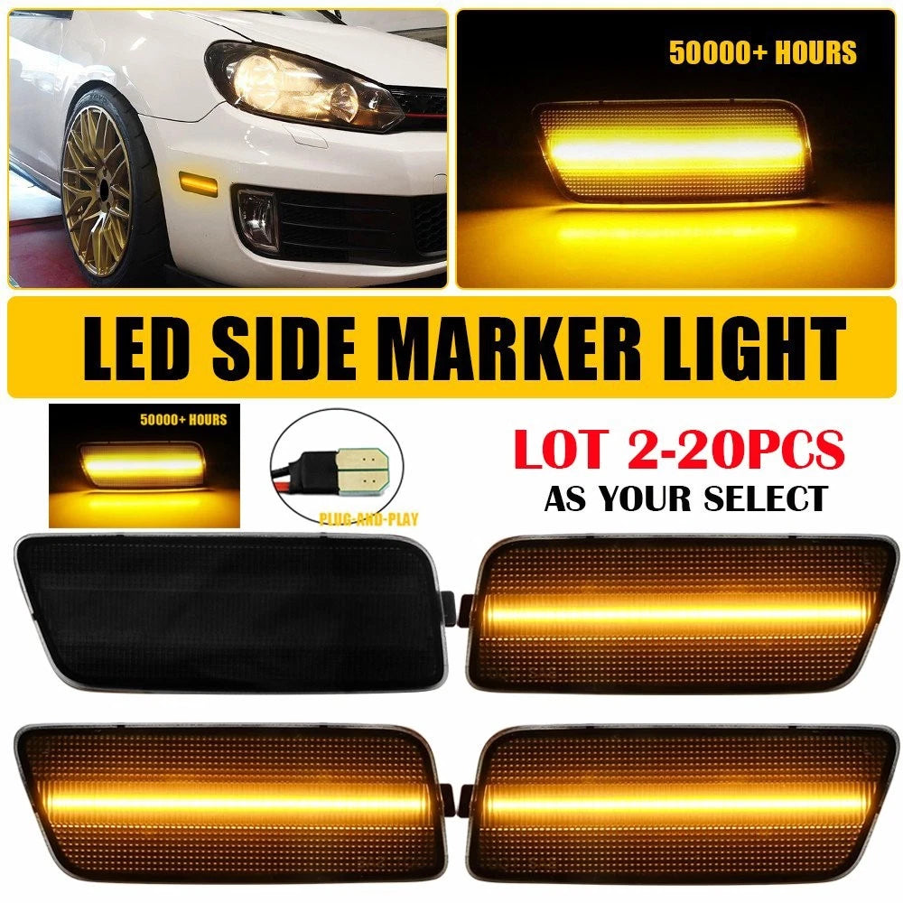 2X LED Smoke Amber Front Side Marker Signal Light for Volkswagen MK6 GTI (2010–2014)