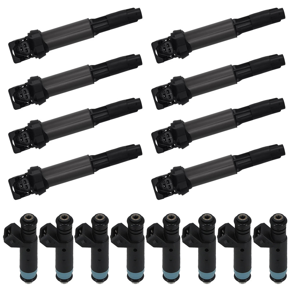 Set of 8 Fuel Injectors & Ignition Coils for BMW X5 V8 4.4L (2004–2006)