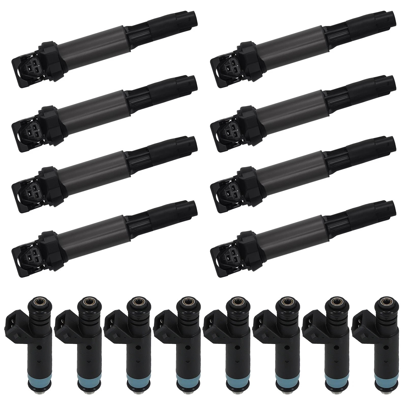 Set of 8 Fuel Injectors & Ignition Coils for BMW X5 V8 4.4L (2004–2006)