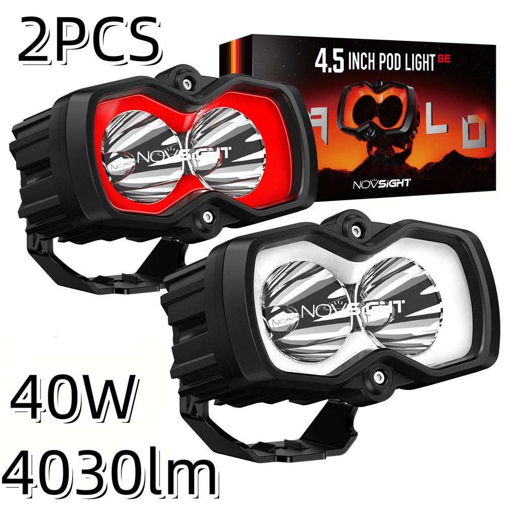 2X 4.5'' LED Work Light Spot Pod for Jeep SUV DRL Red/White