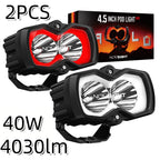 2X 4.5'' LED Work Light Spot Pod for Jeep SUV DRL Red/White