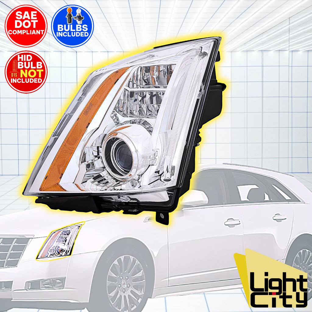 HID Headlight for Cadillac CTS (2008–2014) Chrome Driver LED DRL LH