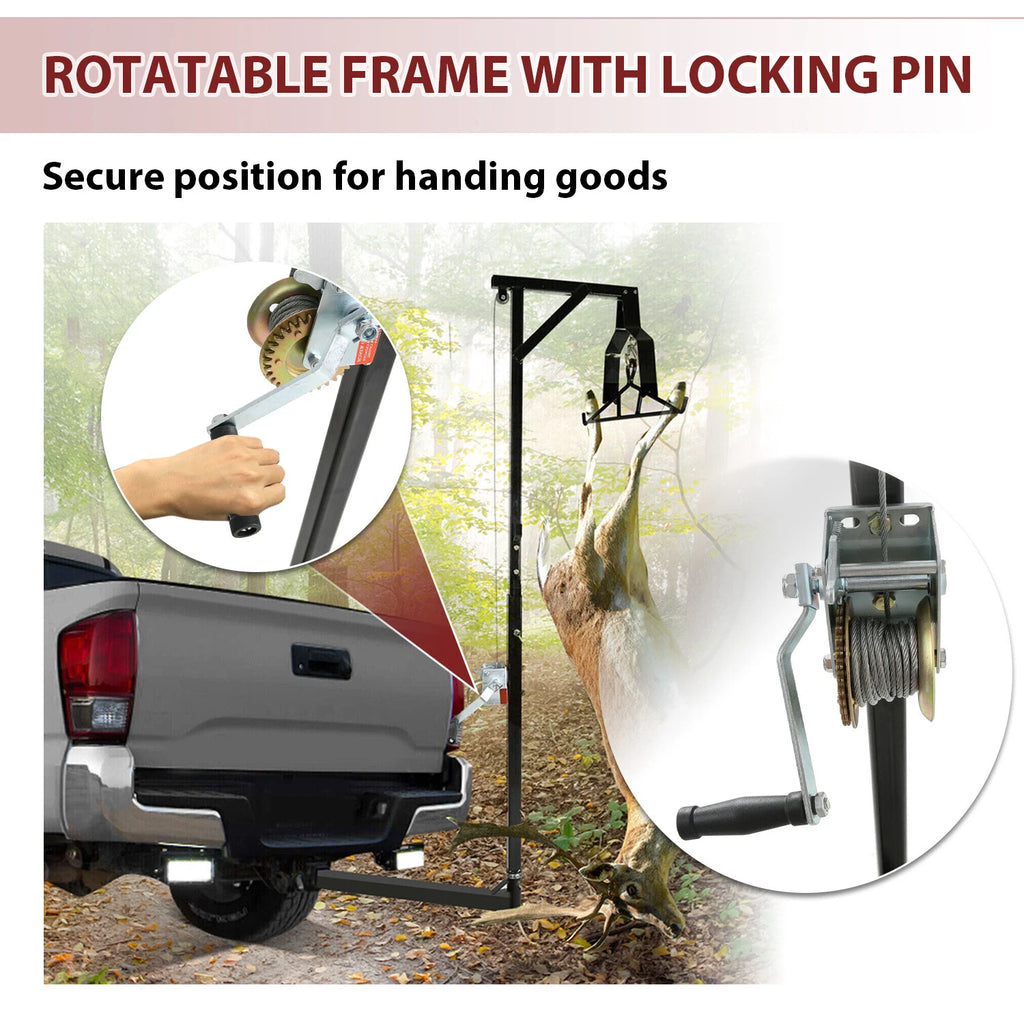 Hitch-Mounted Deer Hoist with Winch for Truck (Universal Fit)