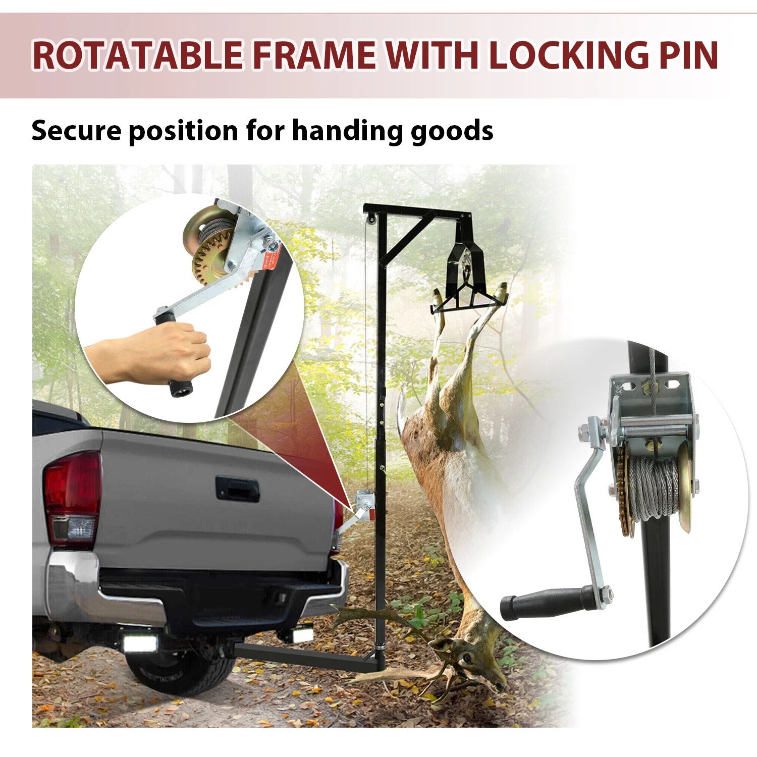 Hitch-Mounted Deer Hoist with Winch for Truck (Universal Fit)