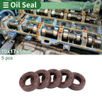 Set of 5 Oil Seal Ring 10x17x5mm for Rotary Shaft (Fluorine Rubber)