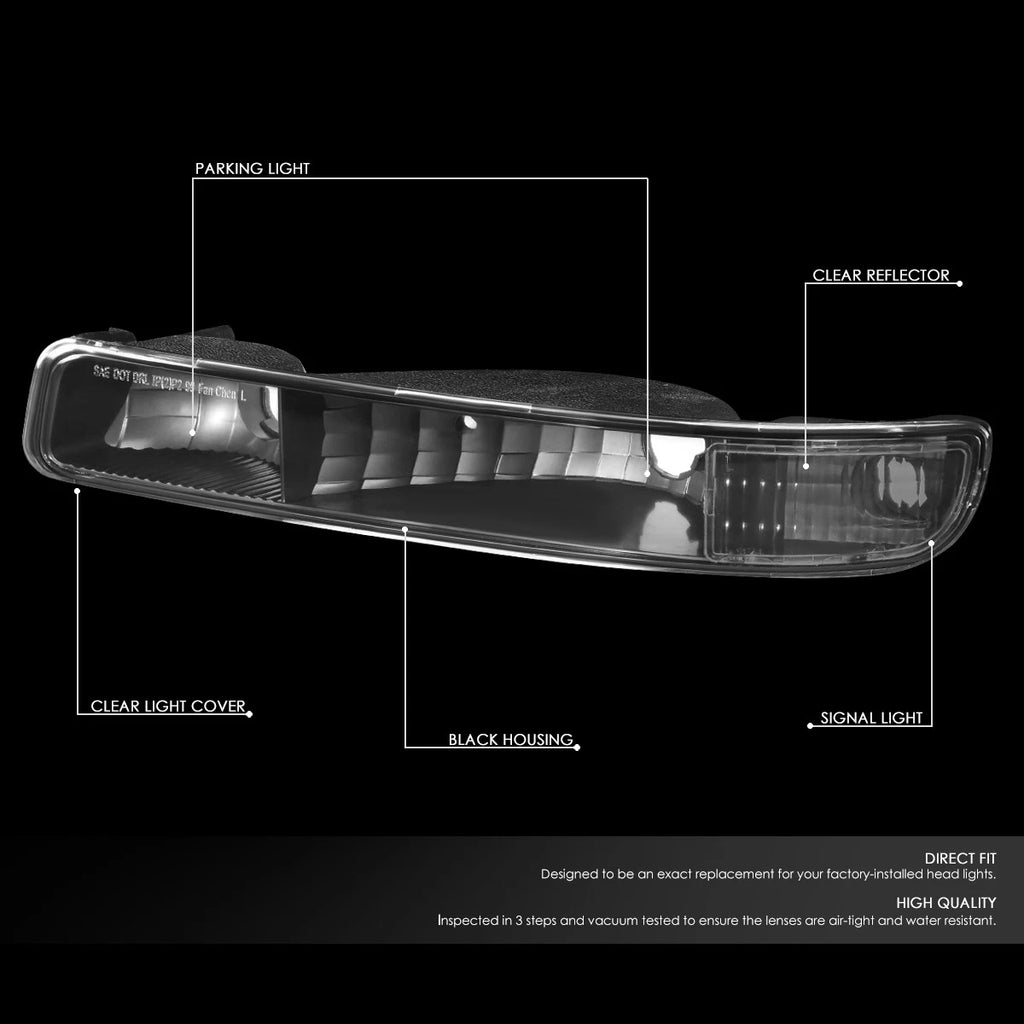 Bumper Signal Light for GMC Sierra/Yukon (1999–2006) Black Housing Crystal Clear