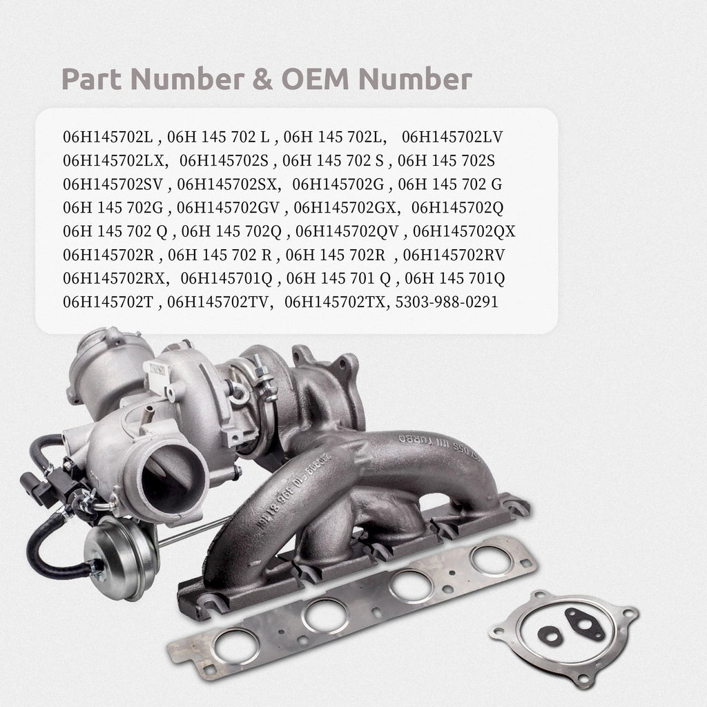 Turbo Charger for Audi A4 A5 VW 2.0 TFSI (2009–2012) 06H145702G 06H145702L