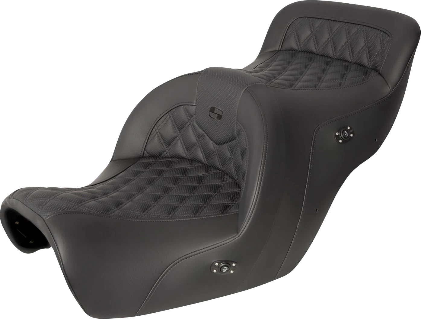 SADDLEMEN RoadSofa Seat for Harley Davidson (2014–2023) - Black, Lattice Stitch