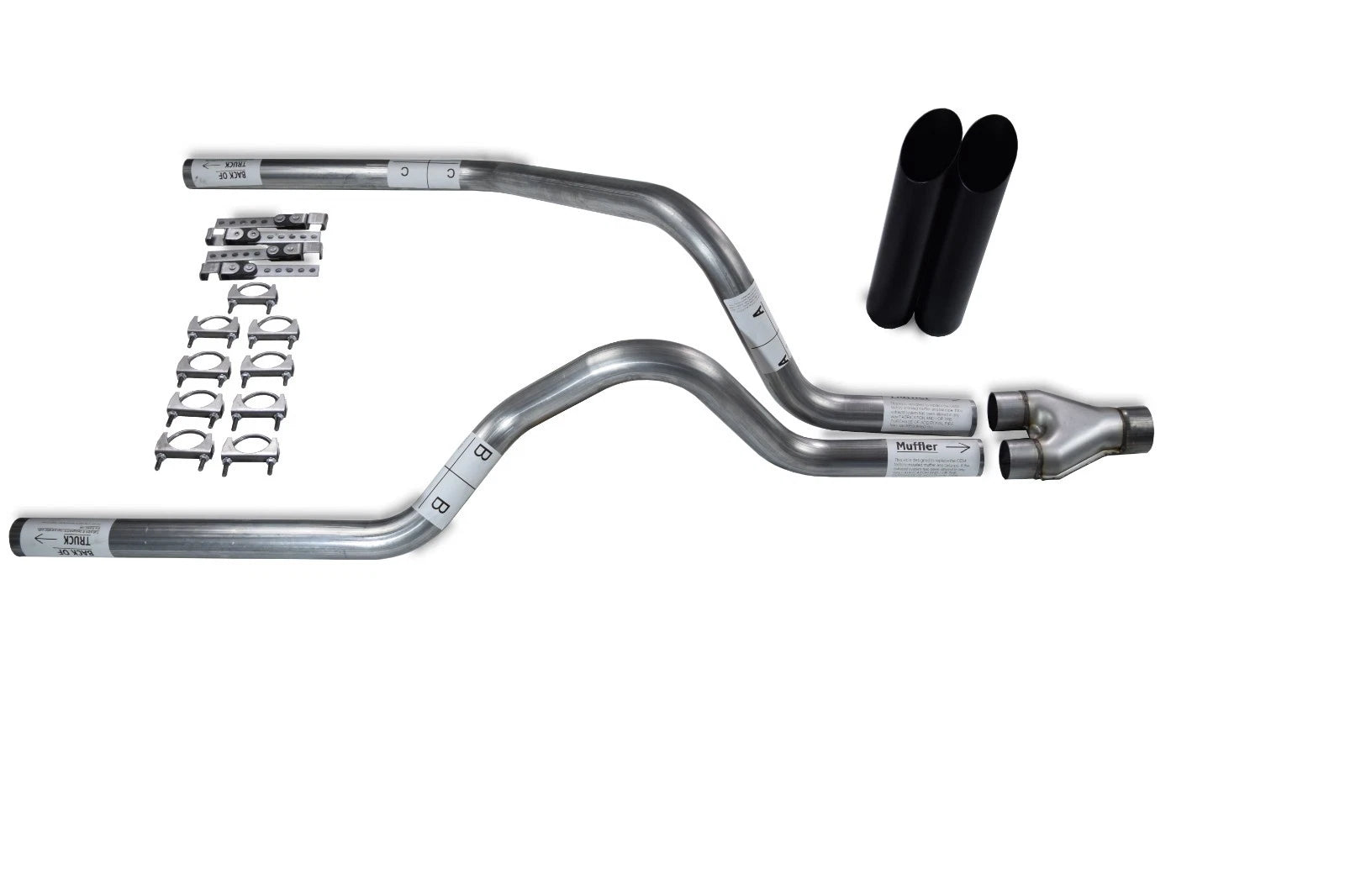 Dual Exhaust Kit for Dodge Dakota (1987–1996) - 2.5" Y Pipe, Black Tips