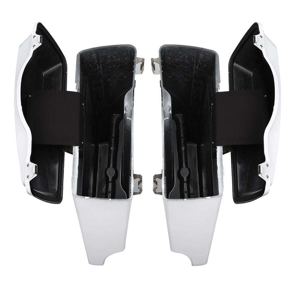 5" White Stretched Hard Extended Saddlebags for Harley Touring Road King (1993–2013)