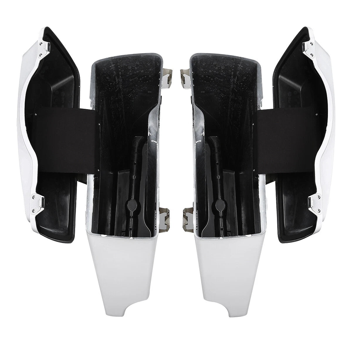 5" White Stretched Hard Extended Saddlebags for Harley Touring Road King (1993–2013)