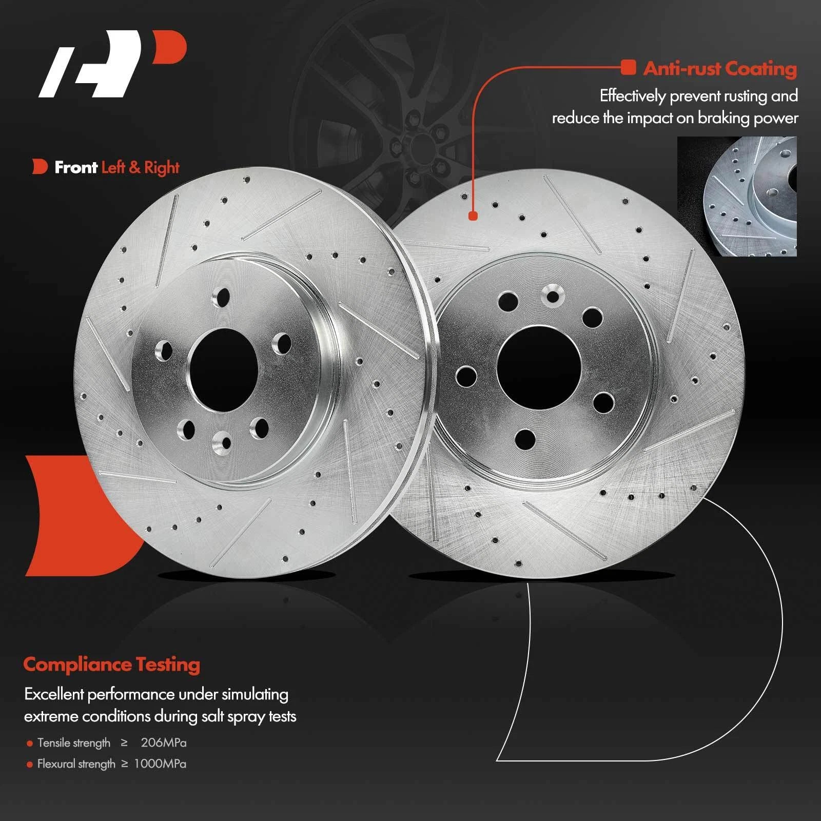 Front Drilled Brake Rotors for Chevrolet Trax Buick Encore (2013–2020)