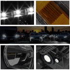 LED DRL Strip Headlight for Chevy Silverado (2007–2014) Smoked Housing Amber Side