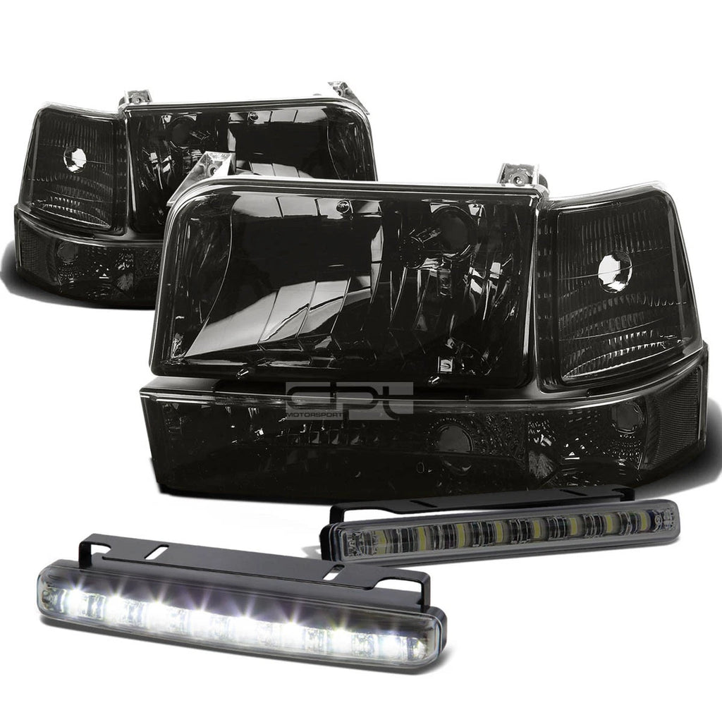 Smoked Headlight, Clear Bumper, Corner, LED Fog Light Set for F150 (1992–1996)