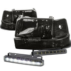 Smoked Headlight, Clear Bumper, Corner, LED Fog Light Set for F150 (1992–1996)