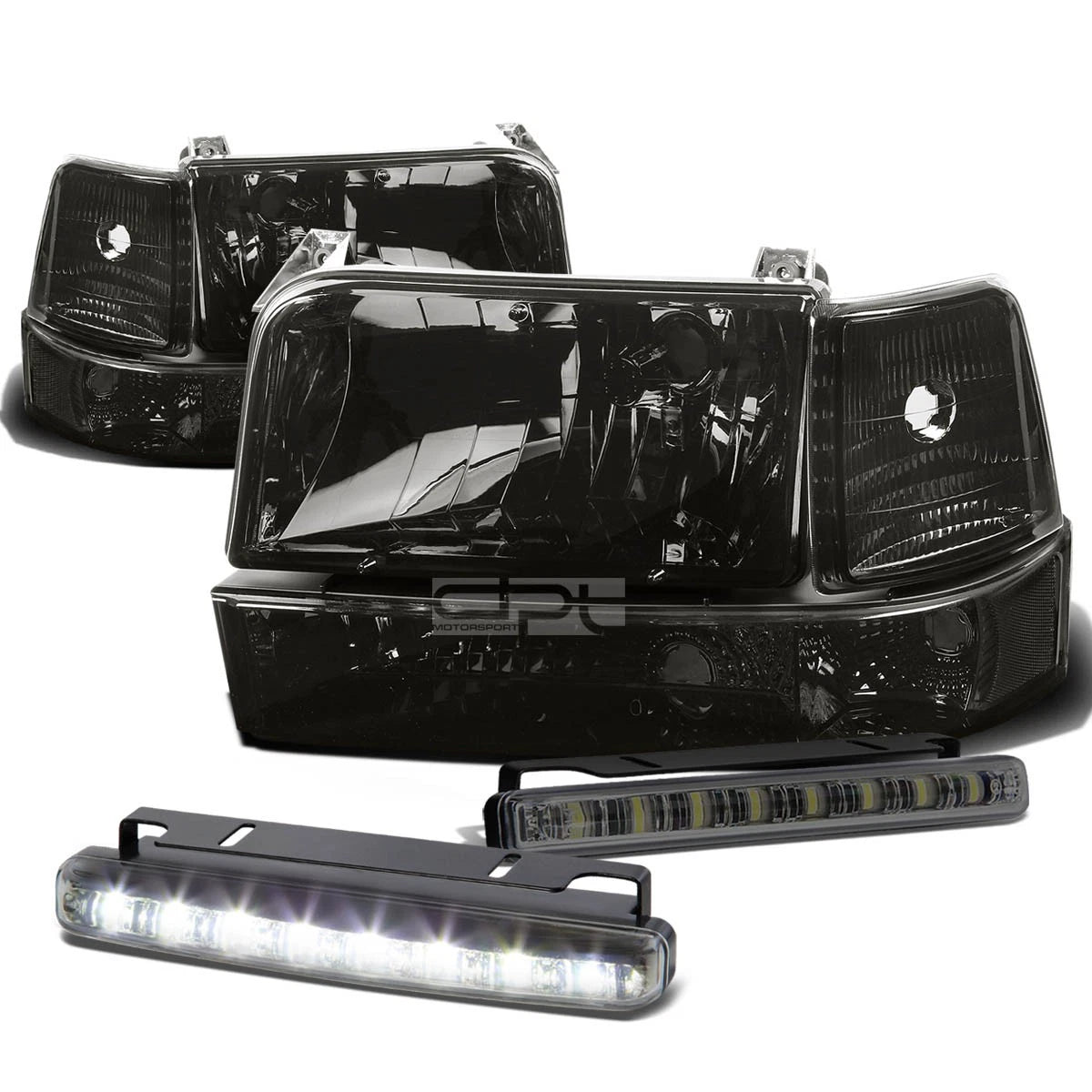 Smoked Headlight, Clear Bumper, Corner, LED Fog Light Set for F150 (1992–1996)