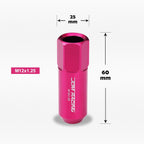 20Pc M12X1.25 Pink JDM Open-End Acorn Hex Wheel Lug Nut + Extension 25mmx60mm