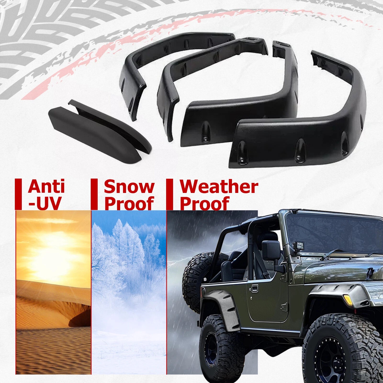 Set of 6 Pocket Extended Fender Flares for Jeep Wrangler TJ (1997–2006)