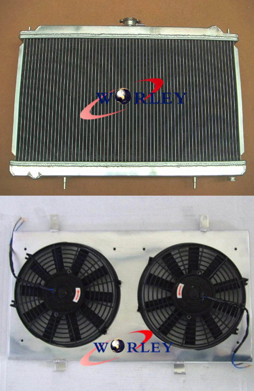 3 Row Aluminum Radiator with Fan Shroud & Hoses for Nissan Silvia S14 S15 (1995-2002)