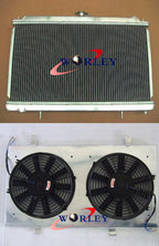 3 Row Aluminum Radiator with Fan Shroud & Hoses for Nissan Silvia S14 S15 (1995-2002)