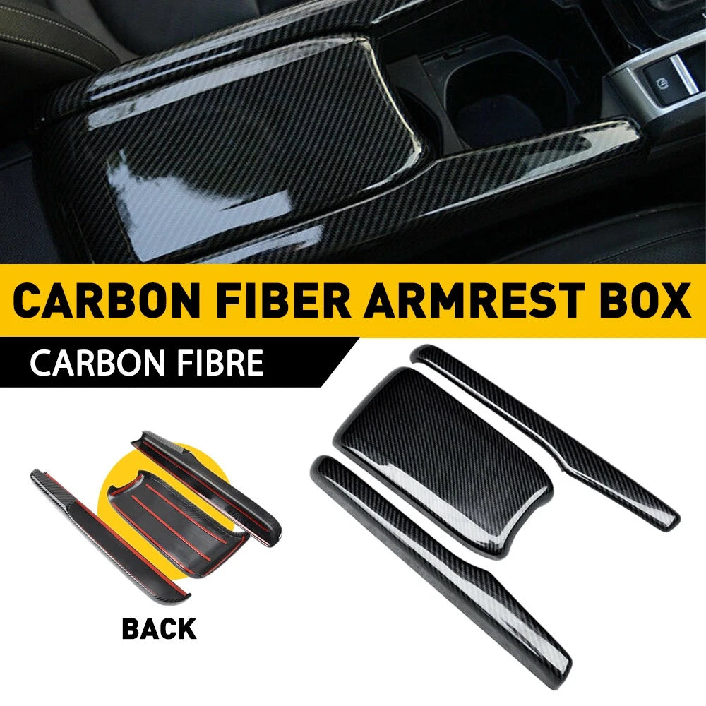Carbon Fiber Interior Central Armrest Box Panel for Honda Civic (2016–2020)