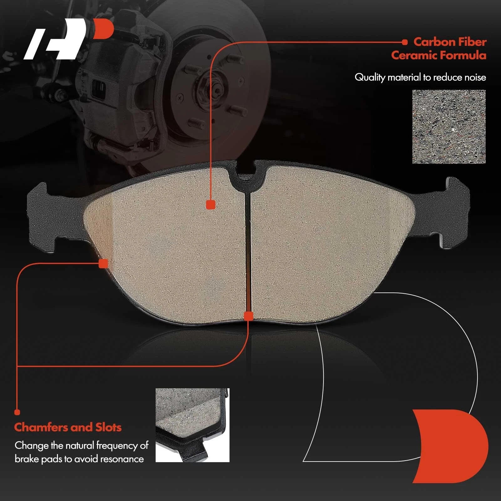 Set of 4 Front Ceramic Brake Pads for Mercedes-Benz C43 AMG (2017–2020)