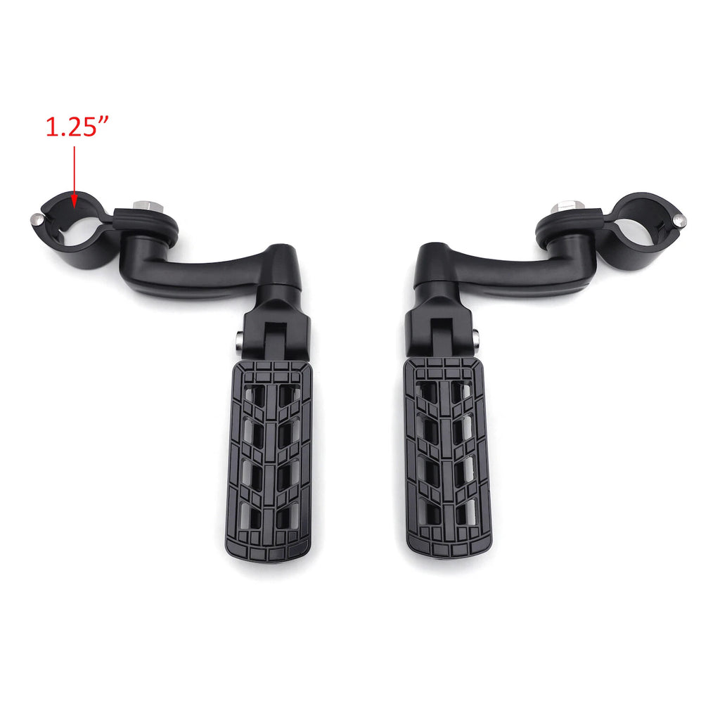 Black Dominator FootPeg 1.25" with Arched Mounting Bracket for Harley Softail