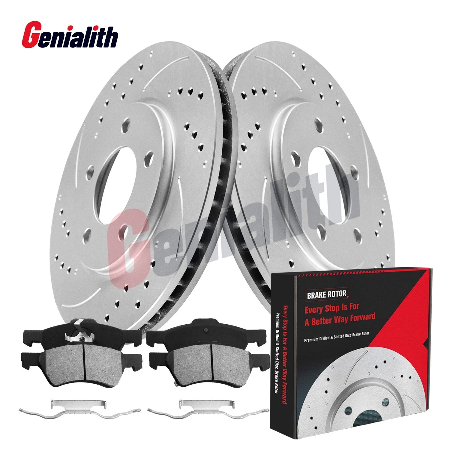 Front Drilled Rotors Brake Pads Kit for Chrysler Town & Country (2008–2016)